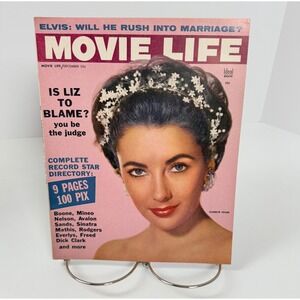 Vintage Movie Life Magazine Dec 1958‎ Elizabeth Taylor Elvis Hollywood Ads